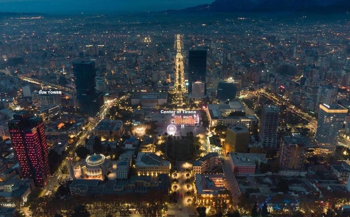 Sun Tower Luxury Suite-View From Of Tirana Center Exterior photo